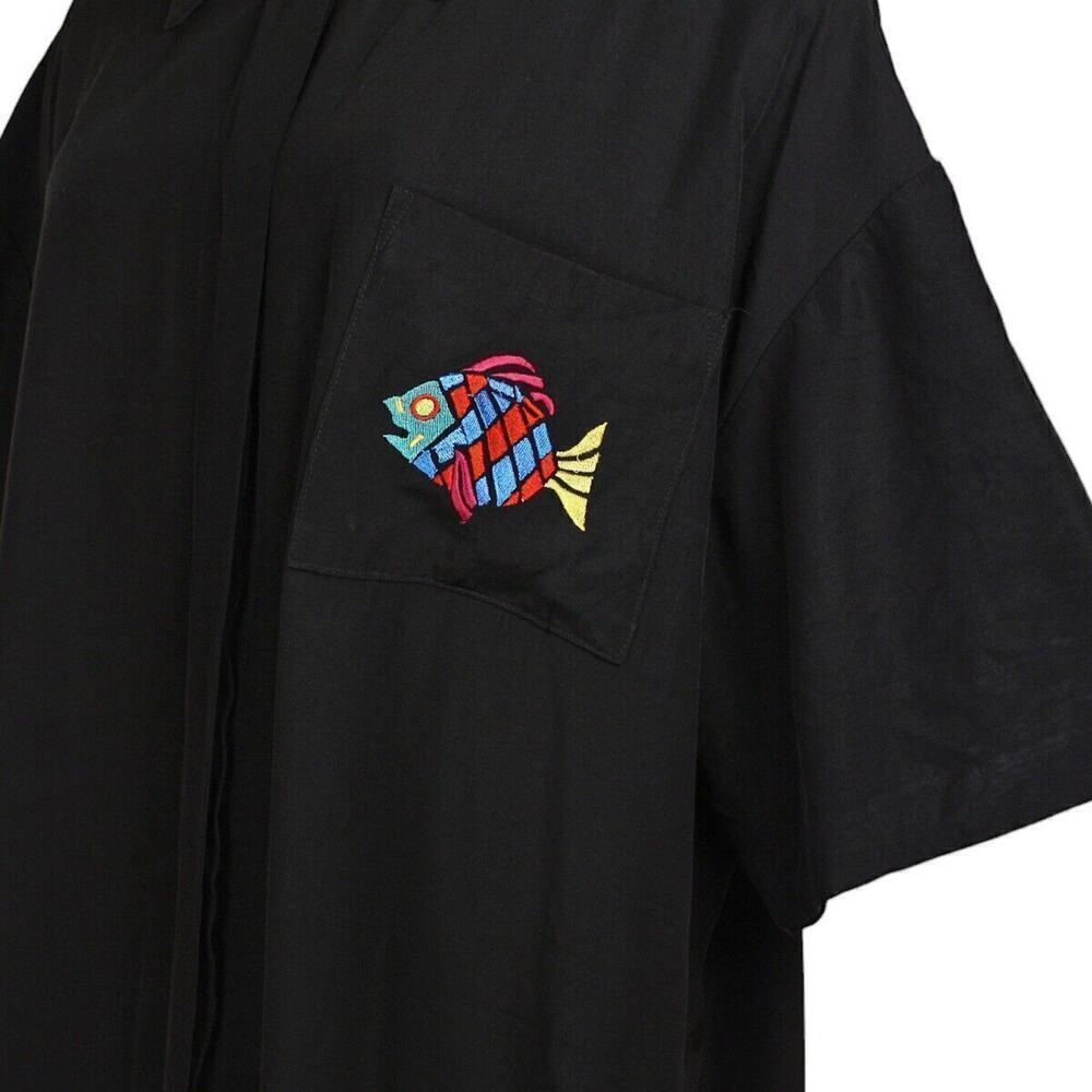 Vintage Pride & Joys Shirt Black Rayon Embroidery Plus Size 24 B54 W54 - Hey Viv - Picture 3 of 8